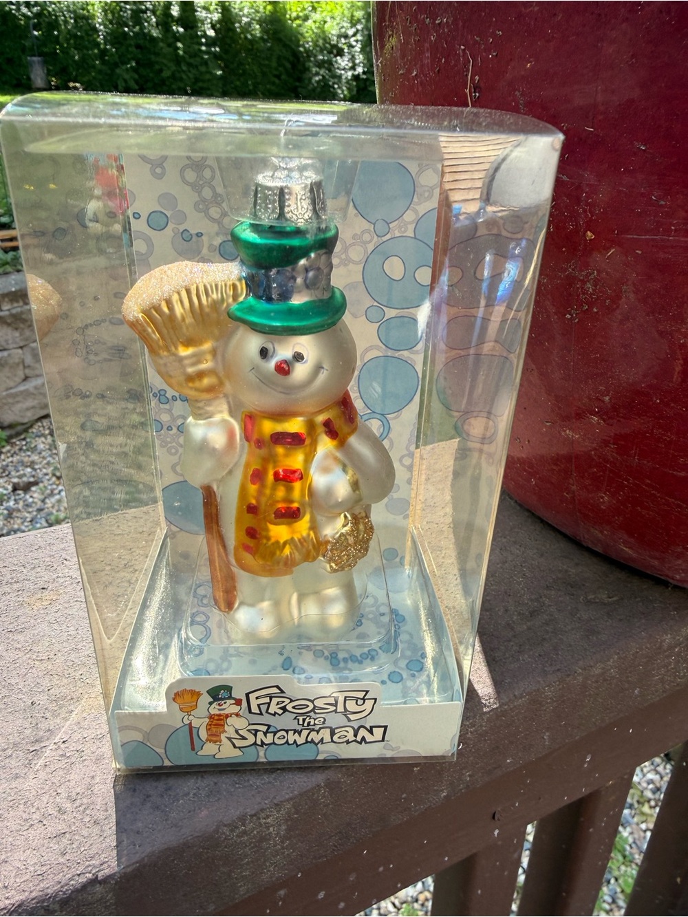 FROSTY The Snowman W/Broom Blown Glass Ornament Warner/Chappel 5" TALL